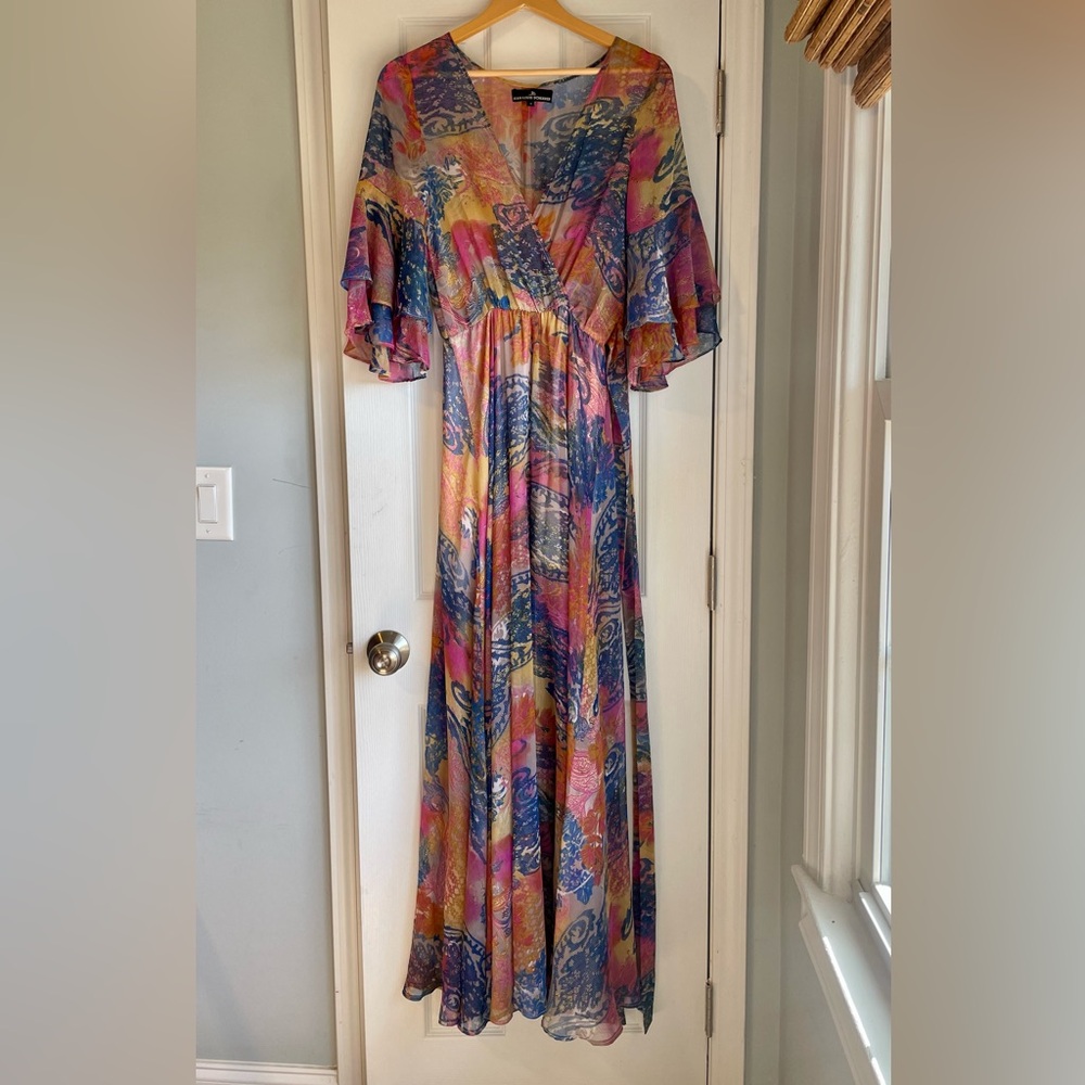 Vintage Jean-Louis Scherrer couture multicolored maxi dress or gown